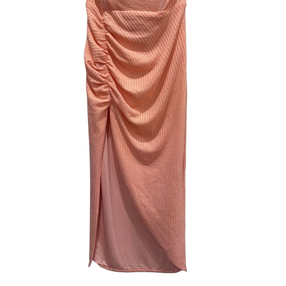 Miss Circle New York Corset Bodycon Midi Dress Cocktail Wedding Salmon Peach L - Picture 9 of 16